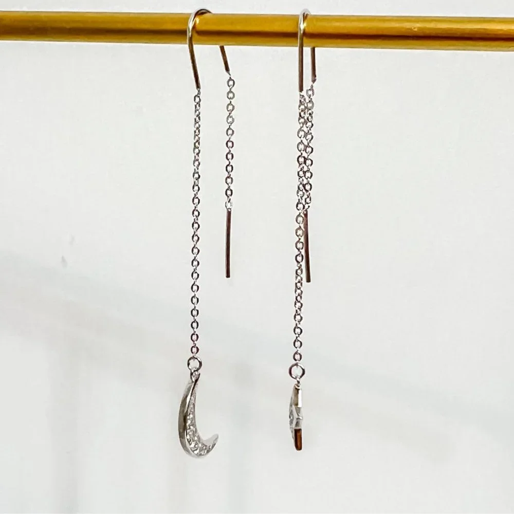 Crescent Moon & Star Drop Earrings, Night Sky Drop Earrings, Bridesmaid Jewelry - Picture 12 of 12